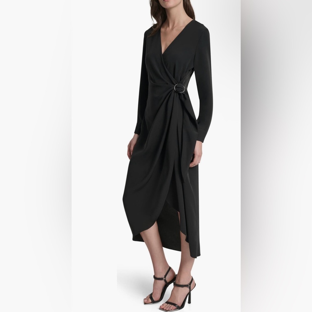 DKNY Elegant Black Wrap Dress